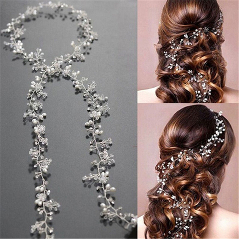 2022 encanto tejida a mano de perlas de cristal diadema flor tocado enredadera para el cabello pelo de las mujeres joyería Boda nupcial accesorios para el cabello ► Foto 1/6