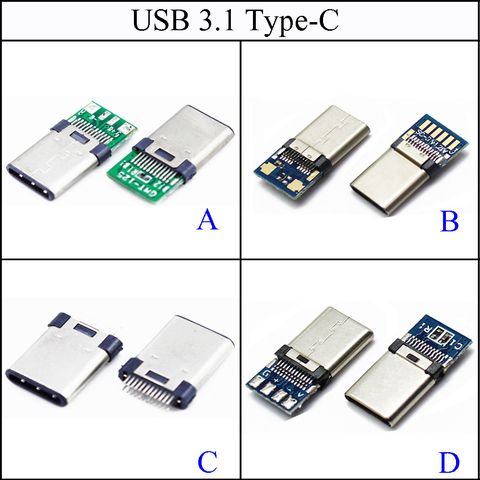 YuXi-conector macho de soldadura de USB-3.1 OTG, conector USB 3,1 tipo C con placa PCB, terminales de línea de datos para Android ► Foto 1/5