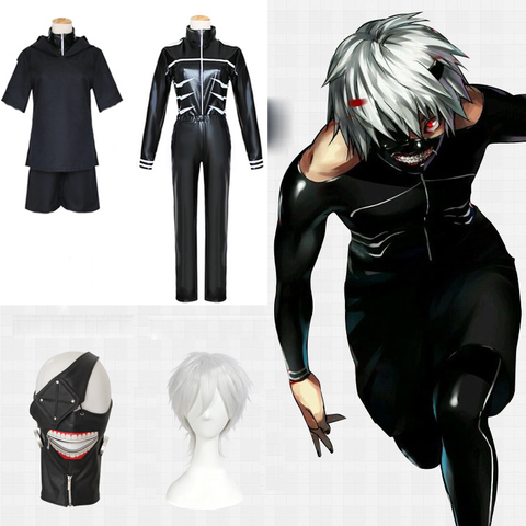 Disfraz de Anime japonés Tokyo Ghoul, Kaneki Ken, chaquetas con capucha, uniforme de combate negro, conjunto completo ► Foto 1/6