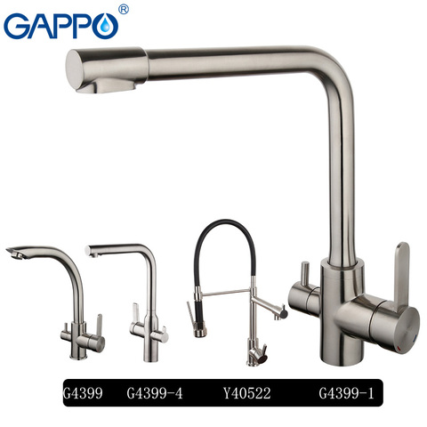 GAPPO-Grifo con mezclador de agua caliente y fría para cocina, llave de acero inoxidable para beber, de manivela doble, con soporte dual, modelo Torneira ► Foto 1/6