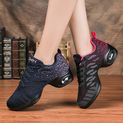 Zapatillas de baile para mujer, zapatos deportivos femeninos de malla tejida, cómodos y modernos para baile de Jazz, para uso en exteriores, 2022 ► Foto 1/6