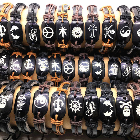 MixMax-Pulseras de cuero de resina para hombre y mujer, brazaletes de moda Punk, 24 Uds., venta al por mayor ► Foto 1/6