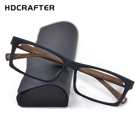 HDCRAFTER-Gafas con montura de madera graduada para hombre, anteojos cuadrados, marcos de Gafas, 2022 ► Foto 1/6