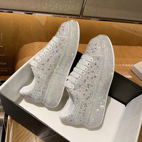 Zapatillas de deporte con brillos para mujer, zapatos para mujer con plataforma de lujo, deportivas para mujer, zapatos informales con tacones de diamantes de imitación a la moda ► Foto 1/4