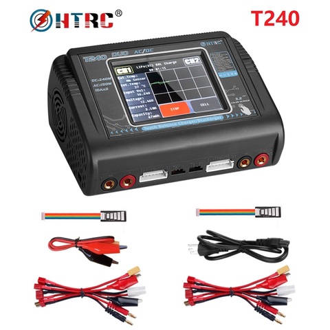 HTRC-Cargador de doble canal AC 150W DC 240W con pantalla táctil, cargador de baterías con pantalla táctil para AC 150W DC 240W, descargador para vehículos teledirigidos, modelo T240 ► Foto 1/4