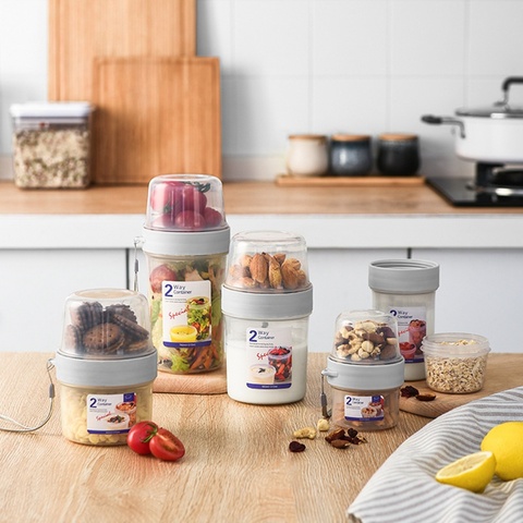 Organizador de almacenamiento de cocina, contenedor de cereales, arroz, granos de cereales, contenedor y taza de medición, caja sellada de anillo de silicona ► Foto 1/6