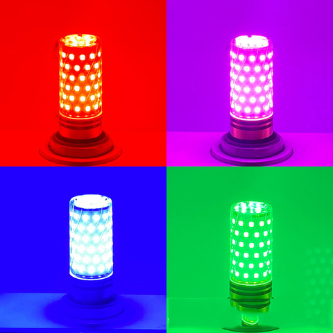 Bombilla LED de candelabro para el hogar, bombilla pequeña de 220V, E27, E14, bombillas LED tipo mazorca, 12W, 16W, color rojo, Bllue, verde, Amarillo, Morado ► Foto 1/6