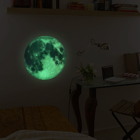 Pegatina de pared 3D de Luna luminosa para habitación de niños, pegatinas decorativas para el hogar que brillan en la oscuridad, 30cm ► Foto 1/6