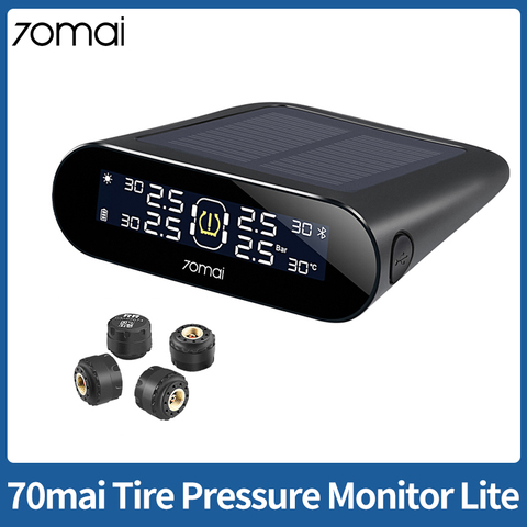 70mai-Sistema de control de la presión de los neumáticos del coche, dispositivo con pantalla LCD y sensores de alarma, máximo 8 bares, instalación fácil, TPMS ► Foto 1/6