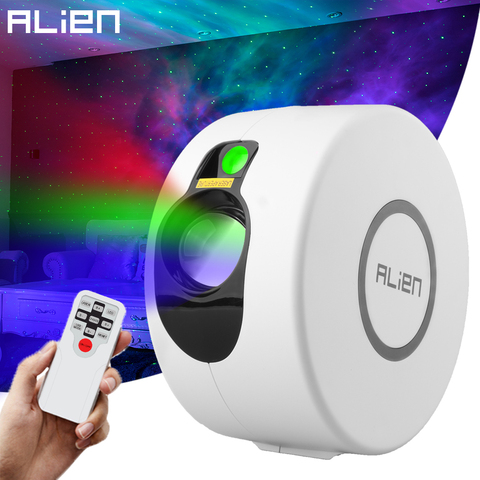 ALIEN-Proyector láser de galaxias y cielos estrellados, iluminación con control remoto, perfecta para habitación de niños pequeños, fiestas de noche, vacaciones y bodas ► Foto 1/6