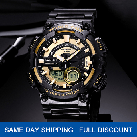 Reloj Casio Mejor venta de explosiones reloj hombres marca top lujo LED militar relogio reloj digital deporte 100m Reloj de cuarzo impermeable hombres relogio masculino erkek kol saati montre homme zegarek meski AEQ100 ► Foto 1/6