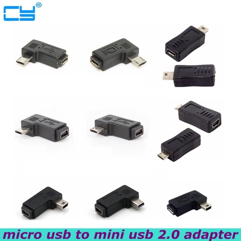 1 uds/MP3 MP4 teléfono móvil Micro USB macho a hembra Mini 5pin mujer hombre 90 grados adaptador de cargador Adaptador convertidor conector ► Foto 1/6