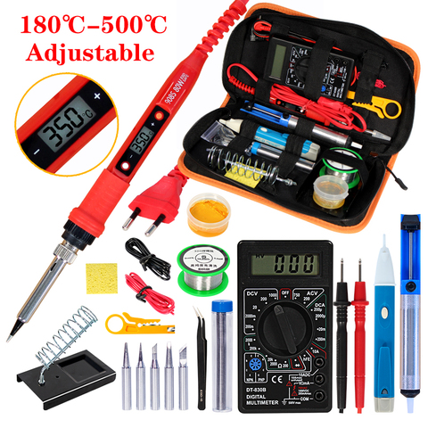 Kits de soldadura de plancha, 80W, 220V, multímetro Digital de temperatura ajustable, pantalla LCD automática, puntas de hierro para soldar, Kits de herramientas de soldadura de retrabajo ► Foto 1/6