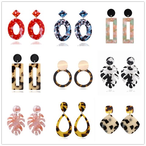 Pendientes de acetato acrílico con Clip para mujer, aretes bohemios grandes, Clips circulares de lujo para las orejas, accesorios de joyería, 2022 ► Foto 1/6