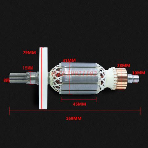 Rotor de Motor eléctrico de 8 dientes, herramienta eléctrica AC 220V, tamaño del núcleo del Rotor 41x45mm, estator para martillo eléctrico Hitachi 38E, 1 ud. ► Foto 1/6