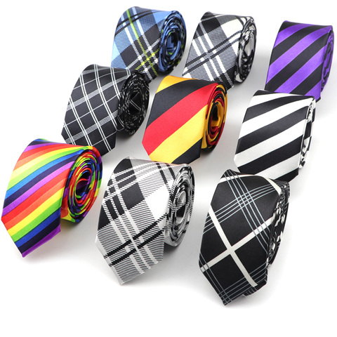 Los hombres de corbata Slim a rayas de arco iris corbata 145CM de longitud 5CM de ancho Pub de fiesta moda corbatas para traje de accesorios de la camisa ► Foto 1/5