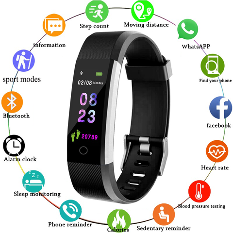 Reloj inteligente deportivo resistente al agua, pulsera inteligente deportiva con Monitor de ritmo cardíaco y presión arterial, para Android e IOS, 115 Plus ► Foto 1/6