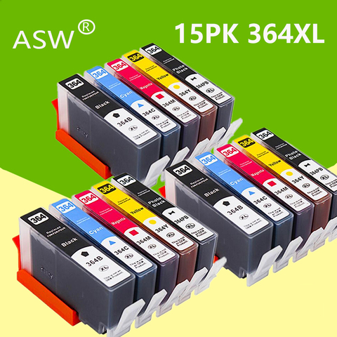 ASW 364XL Compatible con reemplazo de cartucho de tinta para HP 364 XL Photosmart 5510, 5515, 5520, 7520 B109a 6510 Deskjet serie 3070A 7510 imprimir ► Foto 1/6