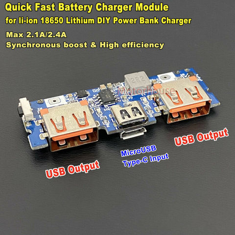 Módulo de carga rápida para batería de litio, cargador de batería Micro USB tipo C de 5V y 2A para batería de iones de litio 18650, bricolaje ► Foto 1/6