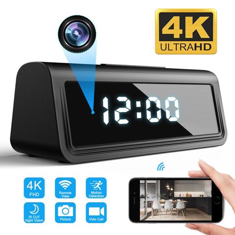 Cámara de reloj 4K inalámbrica WIFI, Micro Cámara IR, vista de alarma nocturna, videocámara, reloj Digital, Mini cámara de vídeo, DVR, tarjeta TF oculta ► Foto 1/6