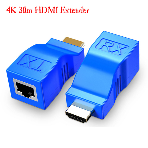 Extensor compatible con HDMI, 1080P, hasta 30m, compatible con extensión RJ45, CAT5e red LAN/6 UTP, Cable Ethernet ► Foto 1/6