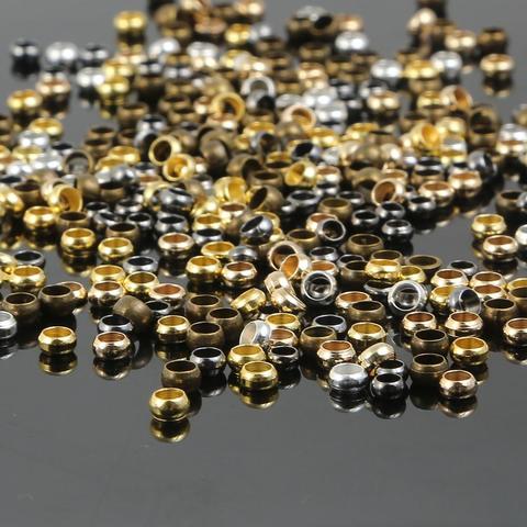 Bolas de cobre doradas y plateadas, espaciador de tope de cuentas para bricolaje, joyería pendiente collar, suministros, 1,5/2/2, 5/3/3, 5/4mm ► Foto 1/6