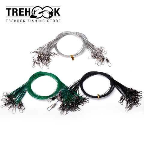 TREHOOK 20 unids/pack 15-30cm Anti mordida de pescar de acero línea de alambre de acero líder con giratoria núcleo de plomo correa de pesca 2022 ► Foto 1/6