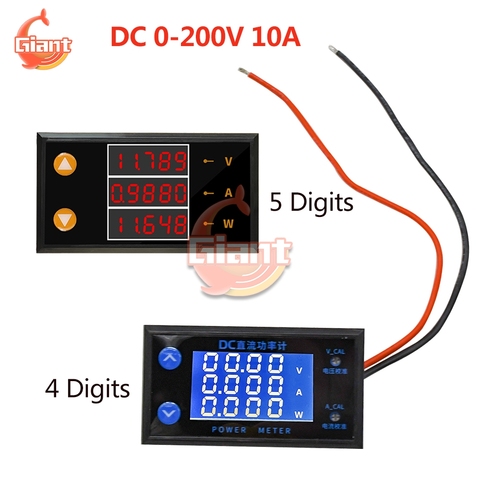 Voltímetro Digital LCD DC 0-200V 10A, amperímetro, vatímetro de corriente de voltaje, herramienta de instrumento de 4/5 dígitos DC 5V 12V DIY ► Foto 1/6