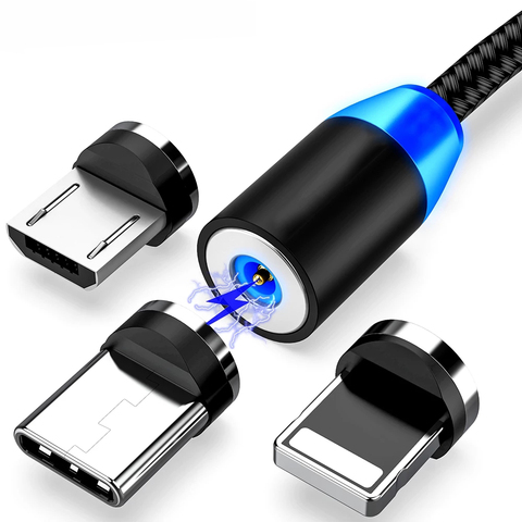 Led magnético Cable de carga Usb Cable de tipo C imán cargador de carga de datos Micro Usb Cable de teléfono móvil Cable Usb ► Foto 1/6