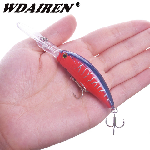 1 Uds pesca Minnow duro señuelos Topwater buceo profundo Trolling Wobbler 9,5 cm 8g 3D ojos cebos bajo trucha aparejo de pesca de Lucio ► Foto 1/6