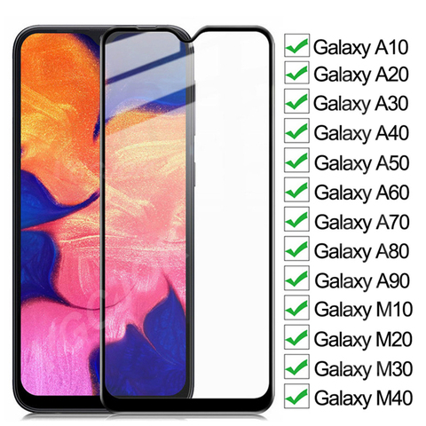 9D completa de vidrio templado para Samsung Galaxy A10 A20 A30 A40 A50 A60 A70 Protector de pantalla A80 A90 M10 M20 M30 M40 Glas película ► Foto 1/6