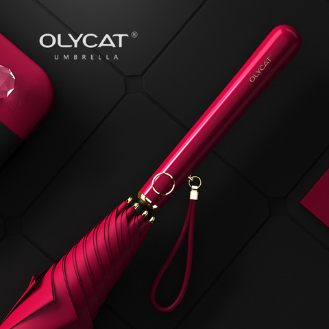 Olycat-paraguas largo para mujer, sombrilla elegante de diseñador, Anti UV, para la lluvia, el Golf al aire libre, a prueba de viento, para playa ► Foto 1/6