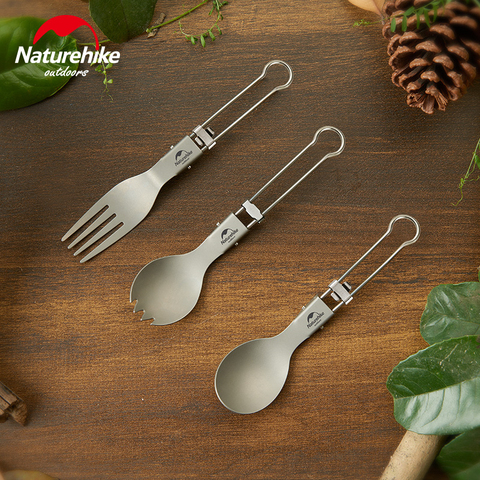 Naturehike-vajilla portátil ligera y plegable para exteriores, juego de cubiertos de titanio para acampada, cuchara, tenedor, cuchillo, Spork ► Foto 1/6