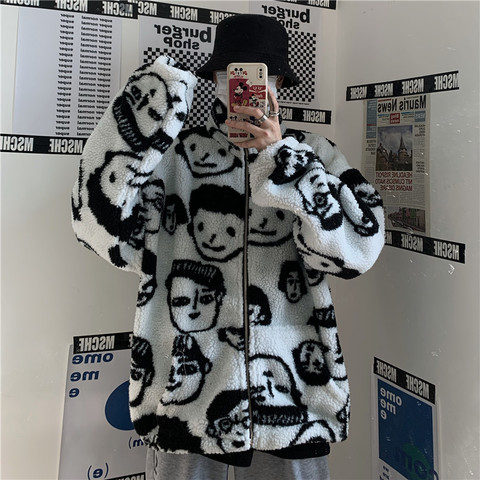 Abrigo de estilo BF Harajuku para invierno, chaqueta de manga larga con estampado de dibujos animados, ropa de abrigo con cremallera ► Foto 1/6