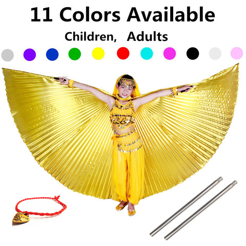 Alas de danza del vientre para niños disfraces de danza del vientre para adultos de Bollywood alas angulares de danza del vientre para niñas doradas 11 colores palos gratis ► Foto 1/6