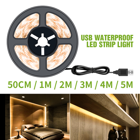 5V tira de luz LED USB de 50CM 1M 2M 3M 4M 5M decoración de Navidad Fita LED impermeable tira de cinta de luz iluminación Bias tira de LED ► Foto 1/6
