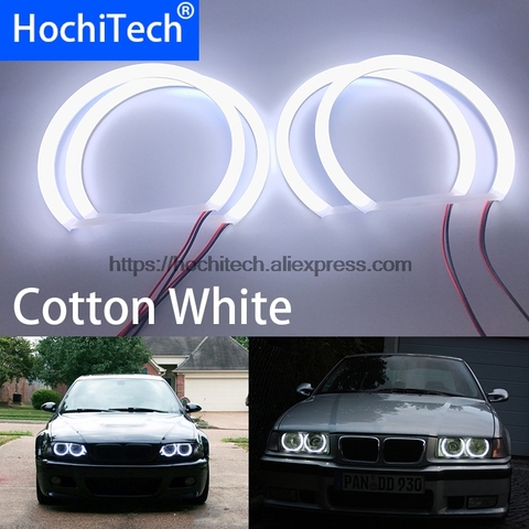 HochiTech para BMW E36 E38 E39 E46 3 5 7 serie de faros delanteros de xenón de estilo de coche de leche luz blanca LED SMD para coche Angel Eyes Halo ring Kit ► Foto 1/6