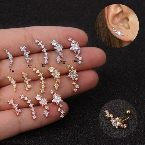 1Pc Piercing pendiente estrella Helix cartílago de la oreja Tragus Stud joyería ► Foto 1/5