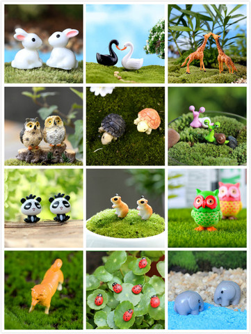 1/2/10 Uds animales miniaturas figuras mariquita Caracol búho tortuga perros resina artesanía bonsái para casa de muñecas Decoración Para terrario Decoración ► Foto 1/6