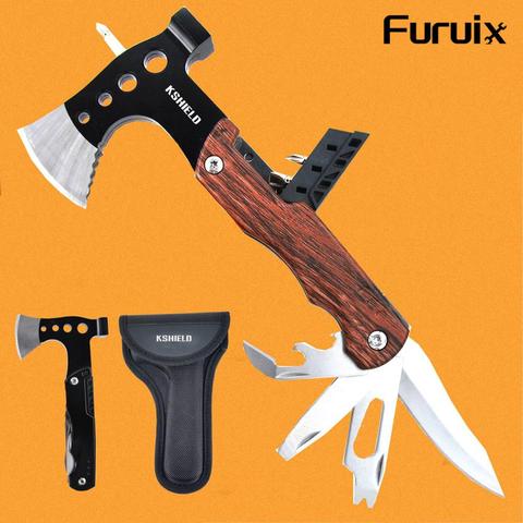 FURUIX-martillo multifuncional portátil, plegable, multiusos, supervivencia al aire libre, equipo de acampada, cuchillo Machete, alicates, herramientas tácticas ► Foto 1/6