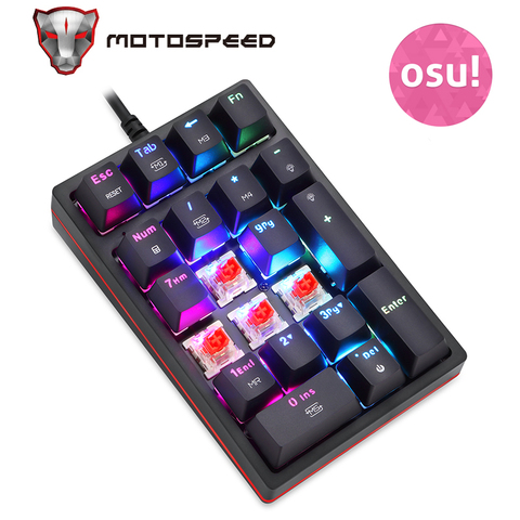 MOTOSPEED-teclado numérico mecánico K24 con cable USB, 21 teclas, Mini teclado con retroiluminación RGB para OSU Gamer, interruptor rojo y azul ► Foto 1/6