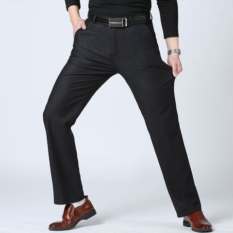 Pantalones ajustados informales para hombre, pantalón grueso elástico de negocios a la moda, color negro, azul marino, talla grande, novedad, Otoño e Invierno ► Foto 1/6