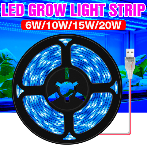 Luz LED de espectro completo para cultivo de plantas, tira de luz LED de invernadero de 0,5, 1, 2 y 3m, resistente al agua, 2835 SMD, 5V, USB ► Foto 1/6