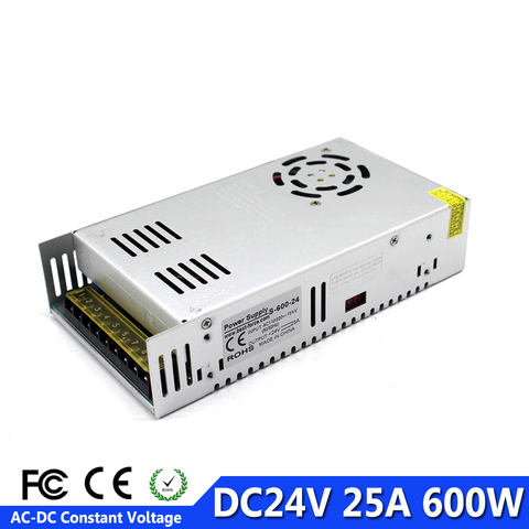 Fuente de alimentación 24V DC 25A 600w transformador de controlador de Led 110V 220V AC a DC24V adaptador de corriente para lámpara de tira CNC CCTV impresora 3D AV TV ► Foto 1/6