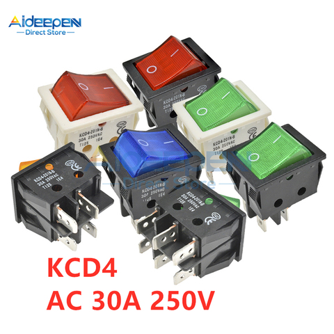 Interruptor basculante KCD4 AC 30A 250V, interruptor de encendido y apagado de 25x31mm, 2 posiciones, 4/6 Pines, con interruptor de potencia de luz con tapa impermeable para polvo ► Foto 1/6