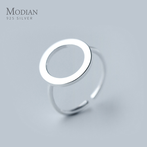 Modian-Anillo de plata de primera ley con forma redonda para mujer, sortija ajustable, plata esterlina 925, diseño clásico, abierto, fino, regalo para niñas, joyería ► Foto 1/3