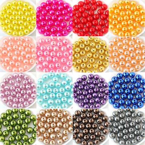 Cuentas redondas de imitación de perlas ABS de muchos colores con agujeros DIY, pulsera, pendientes, Charms, cuentas de costura, collar, fabricación de joyas B3625 ► Foto 1/6