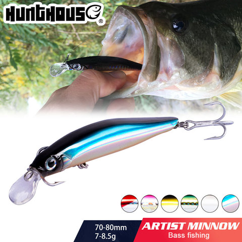 Hunthouse peche en mer artista se hunde minnow señuelos mar pesca señuelo para trucha cebo duro 70mm 7g, 80mm, 8,5g mustad gancho ► Foto 1/5