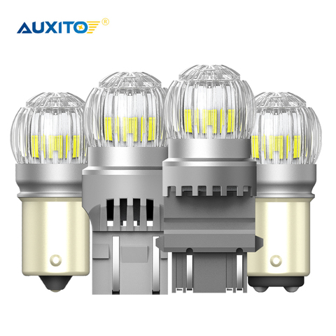 AUXITO 2x T20 LED W21/5W 7443 SRCK W21W 7440 P21W LED BAY15D BA15S LED bombilla LED de coche P21/5W de luz de señal de giro 1156 3157 P27W lámpara ► Foto 1/6