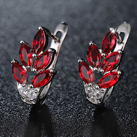 HUAMI-pendientes de tuerca inusuales para mujer, joyería de moda de Corea, regalo de San Valentín, joyas de plata roja, pendientes de precio de fábrica, 1 par ► Foto 1/6